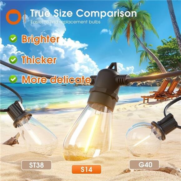 54FT(48+6) Solar String Lights Outdoor Waterproof with USB Charging & Remote - Picture 2 of 7